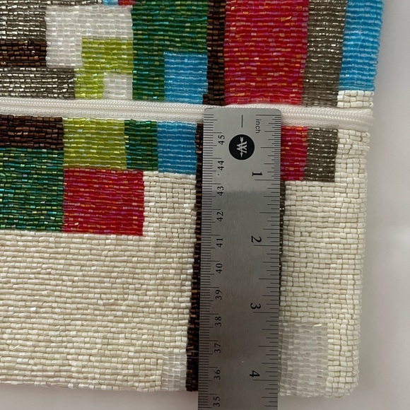 BCBG Maxazria Multicolour Beaded Clutch Purse Handbag, Ivory & Colors, NWT - Picture 7 of 16